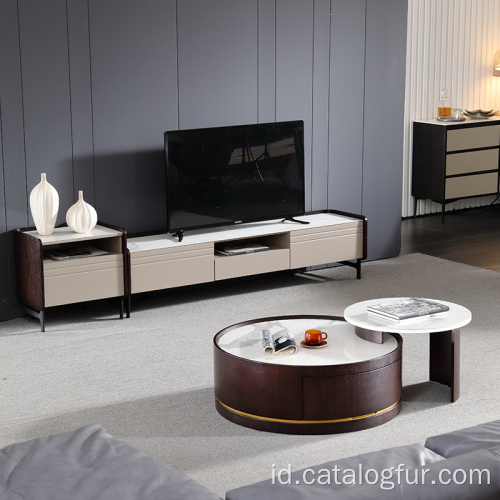 Perabotan ruang tamu modern meja TV kayu meja samping meja kopi untuk minimalis